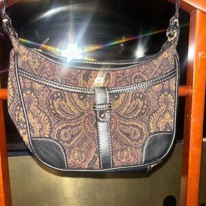 Etienne Aigner Black and Brown Crescent Shoulder Bag